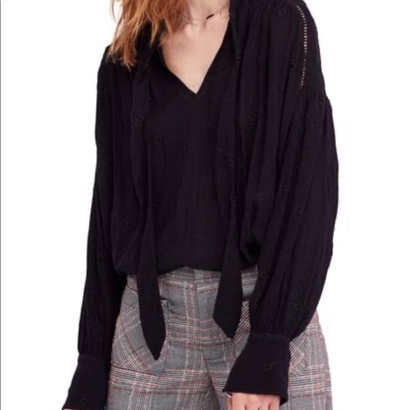 Free People Tops - Free People Black Wishful Moments Embroidered Med